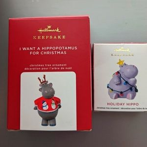 Hallmark 2 Hippo Christmas Ornaments